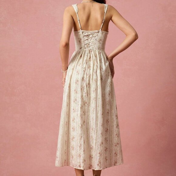 Cream Elegant Women's Romantic Maxi Dress - Picture 2 of 8